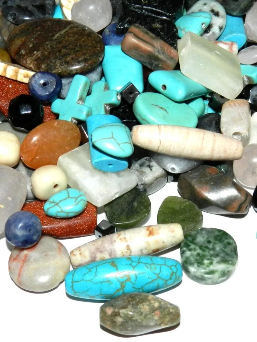 NGX2487 Assorted Mixed Color, Shape & Size 6mm - 30mm Gemstone Beads 8-ounces